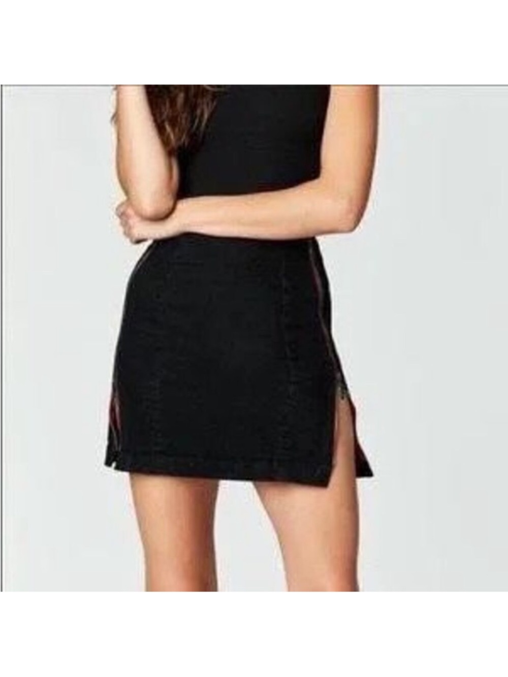 Carmar Black Mini Skirt with Side Slits